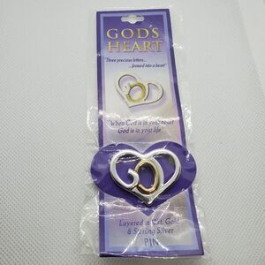 NWT God's Heart 18 Karat Gold & Sterling Silver